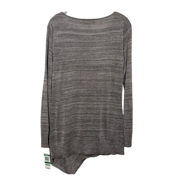 INC International Concepts Metallic Asymmetrical Hem Shirt Womens Large New - Picture 2 of 8